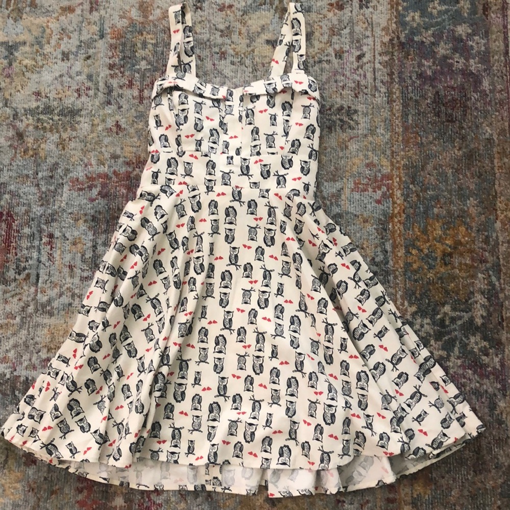 EUC S Ixia vintage style sweetheart dress owls